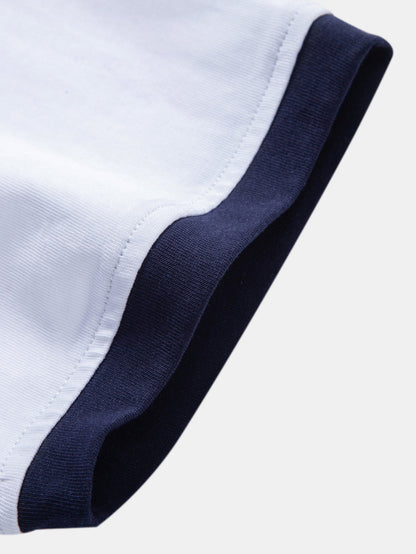 Polo de Algodão com Gola Contrastante e Shorts de Algodão com Cordão de 7"