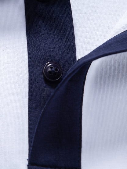 Polo de Algodão com Gola Contrastante e Shorts de Algodão com Cordão de 7"