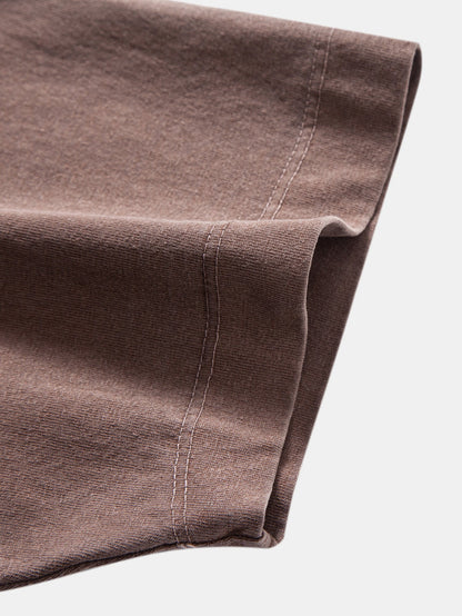 Camiseta Pesada com Ombro Caído e Efeito Lavado & Shorts com Cordão e Efeito Desgastado Lavado