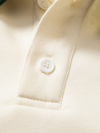 Moletom Polo com Contraste e Calça de Moletom de Perna Reta, Modelagem Relaxada