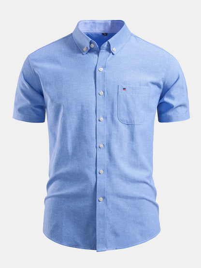 Camisa Oxford de algodão listrado com botões e contraste