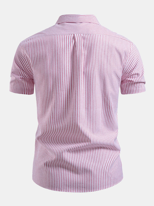 Camisa de algodão listrada com botões