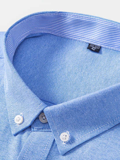 Camisa Oxford de algodão listrado com botões e contraste