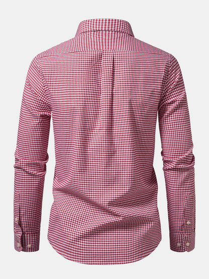 Camisa xadrez listrada contrastante com botões