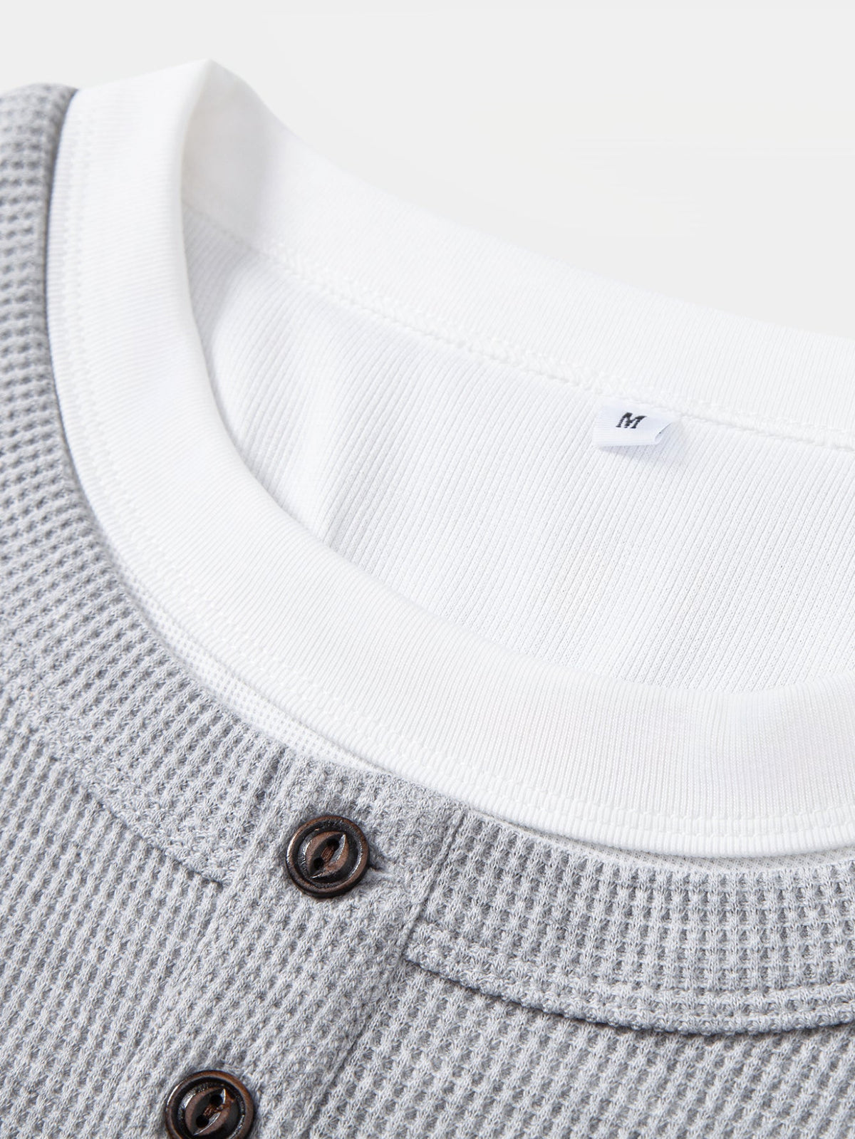Camisa Henley de malha waffle 2 em 1 de manga longa