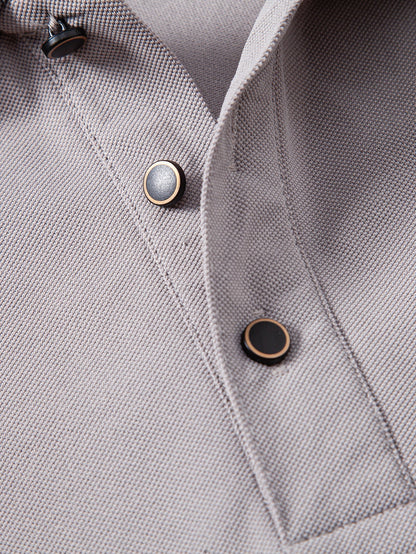 Polo de manga longa com gola e acabamento contrastantes
