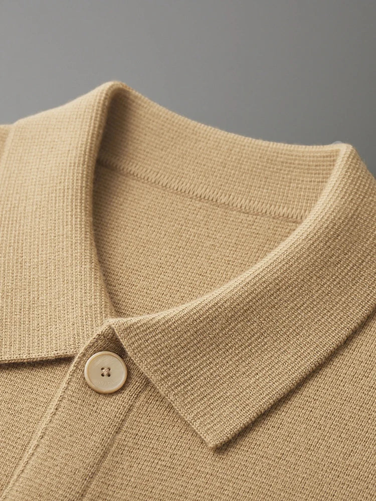 Merino Wool Polo Cardigan – Men's Button Sweater | Savonti