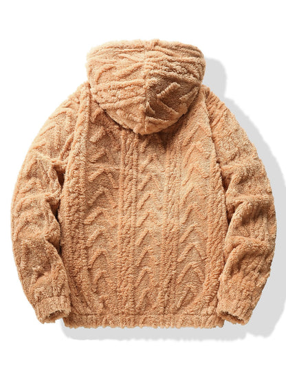 Moletom com Capuz Teddy Jacquard Geométrico